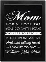 MOTHER'S DAY - love you mom - BLACK - Wooden Frame with Glass - Printed Poster Tableau wall art BZL