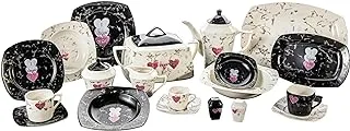 Lotus 1003122 Porcelain Ozil Dinner Set 62-Pieces, Multicolor