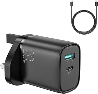 Joyroom L-Qp2011 20W Dual-Port Fast Charger With Type-C To Lightening 1M Cable - Black