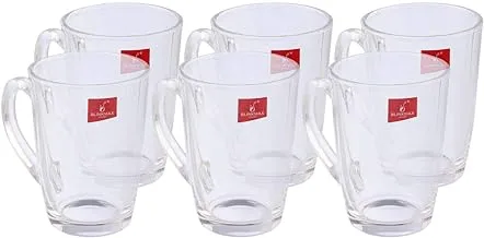 Blinkmax Glass Plain Tea Mug Set, 6 Pieces - 7 x 10 cm