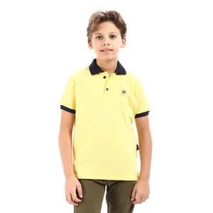 Polo Neck Short Sleeves T-Shirt - Yellow