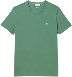 Lacoste Mens V-neck Pima Cotton Jersey T-shirt,Color Green,Size 9