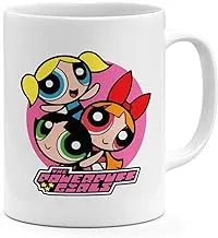 Power Puff Girls Classic Cartoon 11oz Coffee Mug Cute Sticker Style 11oz Ceramic Novelty Mug