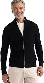 DeFacto mens Standard Fit Mock Neck zipper Cardigan/Bolero