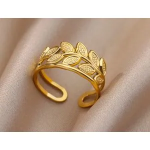 Free Size Gold Plated Stainless Steel Ring