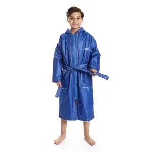 Activ Embroidered Zipper Closure Boys Bathrobe - Royal Blue & Grey