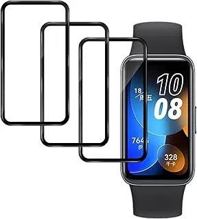 QULLOO Pack of 3 Screen Protectors for Huawei Band 8, 3D PAMM Screen Protector, Anti-Bubble, Clear, Full Screen, Screen Protector for Huawei Band 8