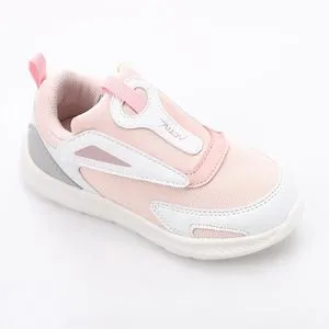 Activ Round Toecap Plain Girls Sneakers - Salmon Pink, White & Grey