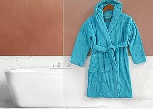 Jacquarddina Egyptian Kids Bathrobe in Turquoise (Egyptian Aqua) - 100% Cotton, Quick-Dry - Soft and Absorbent for Home and Beach Use