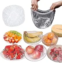 Disposable Plastic Food Covers, Elastic Food Covers for Fruit Bowls, Kitchen Storage Cups, Fresh Keeping Bags (200 Count) - By Pegui Bell