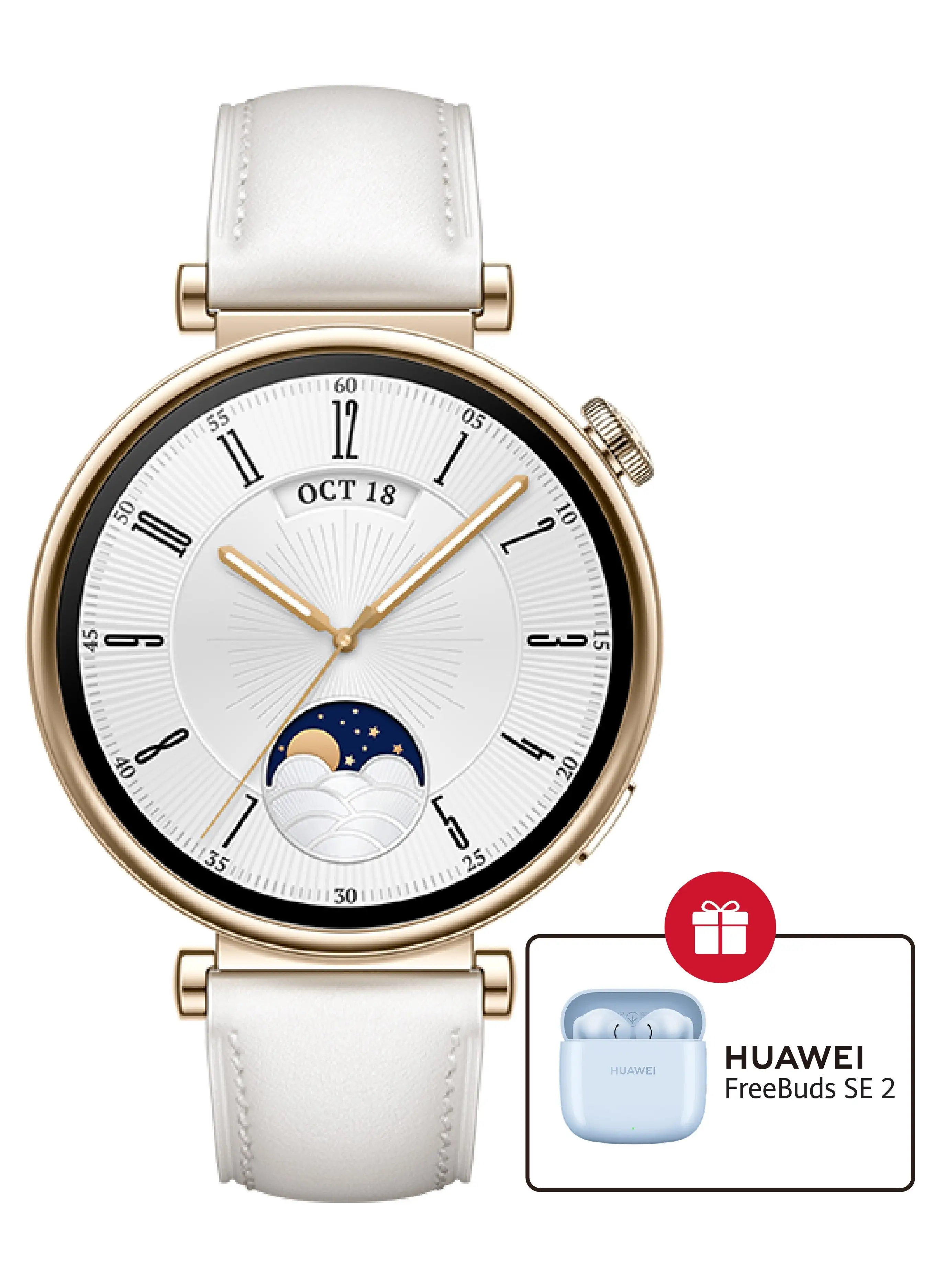 HUAWEI WATCH GT4 41mm SmartWatch White + FreeBuds SE 2 Gift Blue