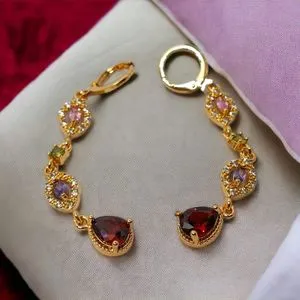 Chinese Gold Earrings Colored Zircon Crystals