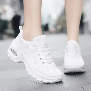 Big Size 42 Women Slim Shoes Casual Mesh Sneakers White