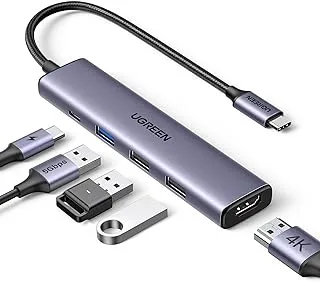 موزع يو جرين ريفودوك 5 في 1 USB-C مع 4K HDMI، توصيل طاقة 100 واط، 3 منافذ بيانات USB-A، محول USB C Hub متعدد المنافذ