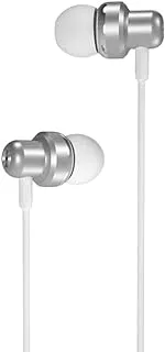 XO XO-EP38 Wired Metal Music Earphones With Thigh Quality And Bulid In Microphone 3.5MM Set Of 2 Pieces - White Silver