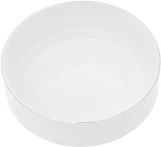 Tunisie Tu-4701614-Pl Set Of 6 Pieces Of Porcelain Grandesiecle Salad Bowl 14Cm Platinum Rim Suitable For Home And Restaurants With Premium Durable Material - Off-White