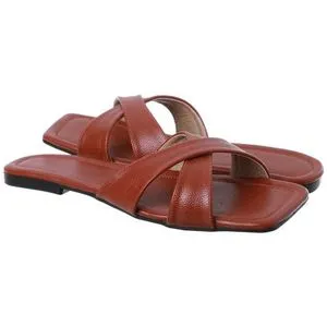 Women Flat Comfortable Slippers - Brown