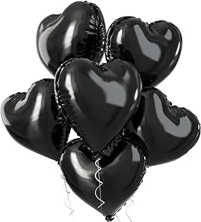 Biapian Black Heart Balloons, 5 Pcs Black Heart Shape Balloons Foil, 18 Inch Metallic Black Foil Balloons Valentines Balloons Helium for Valentines Day, Wedding, Brithday Party, Halloween Decorations