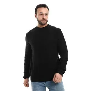 AlNasser Long Sleeves Crew Neck Slip-On Pullover - Black