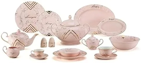 Lotus 1002077 Porcelain Dinner Set 60-Pieces, Rose