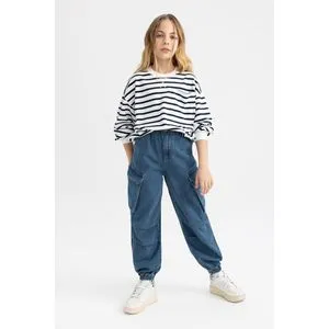 Defacto Girl Parachute Cargo Denim Trousers