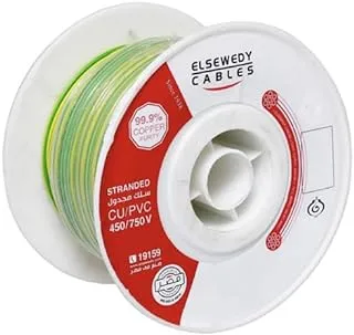 El Sewedy Coil of Braided Stranded Electric Copper Wire, 3 mm x 100 Meter Size, Green/Yellow