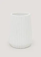 Matalan Ribbed Resin Bathroom Tumbler, White