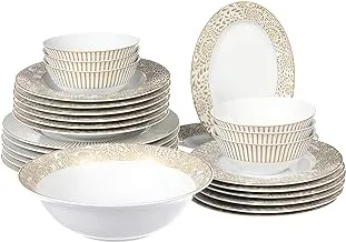 Tunisie Tu-Goshell-Set Set Of 27 Pieces Of Porcelain Gold Shell Dinner Set Suitable For Home And Restaurants With Premium Durable Material - Gold