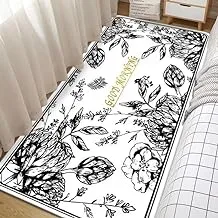 LESTER Eco-friendly easy to clean Bedroom bed side Mat good morning design white and black 60x160cm