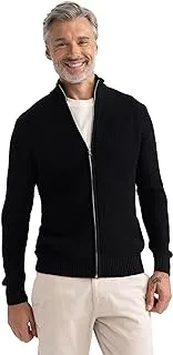 DeFacto mens Standard Fit Mock Neck zipper Cardigan/Bolero