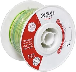 El Sewedy Twisted Stranded Electric Copper Wire Roll, 6 mm x 100 Meter Size, Green/Yellow