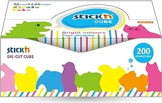 Hopax-stick'n 21791 30 Fun Shapes Die Cut Mini Animals Cubes 200-Sheet