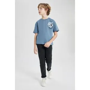 Defacto Boy Oversize Fit Crew Neck Knitted Short Sleeve T-Shirt