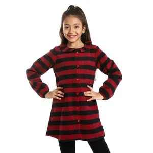 AlNasser Girls Gingham Black & Burgundy Dress Shirt