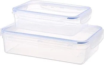 Bager Touch&Lock Rectangular Storage Container 2 Pcs Set (1400+2800 Ml), Transparent