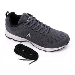 Activ Dark Grey Comfy Lace Closure Men Trekking Sneakers