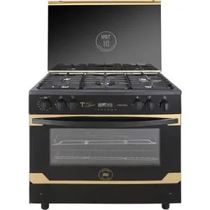 Unionaire C69EB-GC-511-CSF-2W-TSBG-AL Free Standing Full Safety Gas Cooker - 90×60 cm - 5 Burners - Black & Gold