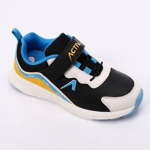 Activ Boys Black With Touch Of Blue & Orange Sneakers