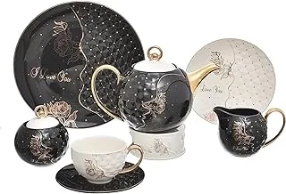 Oxford Tea Set 25 Pieces Black*White - SC22-6-H1