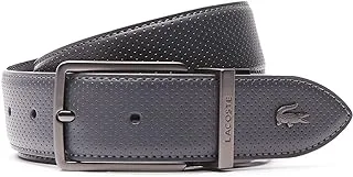 Lacoste Mens Engraved Buckle Reversible Leather Belt, Grey, 110 EU