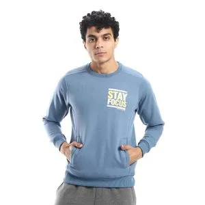 AlNasser Stitched Details Slash Pockets Slip-On Sweatshirt - Steel Blue