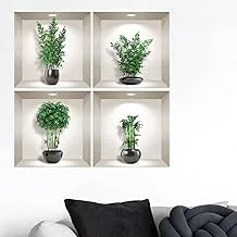 Decorative 3D effect sticker - Bamboo in black vases (100x100 cm)