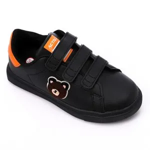 Activ Girls Triple Velcro Black & Orange Sneakers