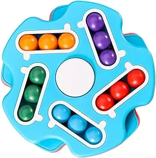 Blue Bean Rotating Cube Decompression Toy Round Rotating Small Beads Puzzles Game Fidget Toy IQ Bean Toys for Kids Exercise Brain