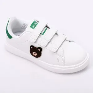 Activ Girls Triple Velcro White & Green Sneakers