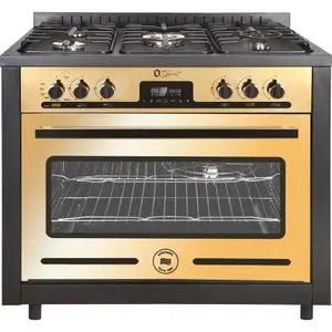 Unionaire C69EB-GC-383-CS2F-OS2BG-2W-AL Free Standing Gas Cooker - 60×90 cm - 5 Burners - Black & Gold