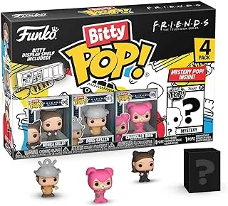 Funko Bitty Pop! Friends Mini Collectible Toys - Halloween Costume Collection Monica Geller, Ross Geller, Chandler Bing & Mystery Chase Figure (Styles May Vary) 4-Pack