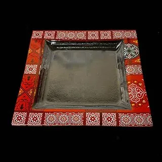 Rosa Glass Square Serving Plate, 35 cm x 35 cm Size, Kh.Red