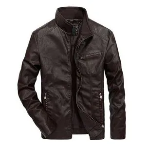 Fashion Men Solid Casual Moto Biker Leather Jackets