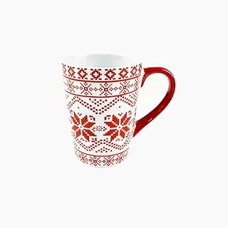 Rosa Porcelain Mayurka Xmas Mug, 300 ml Capacity, White/Red